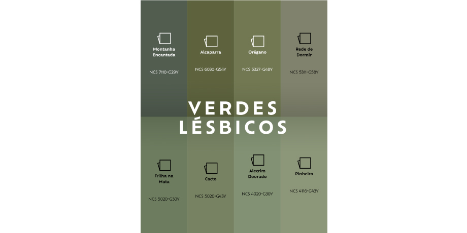 Imagem de paleta de verdes lésbicos da Suvinil